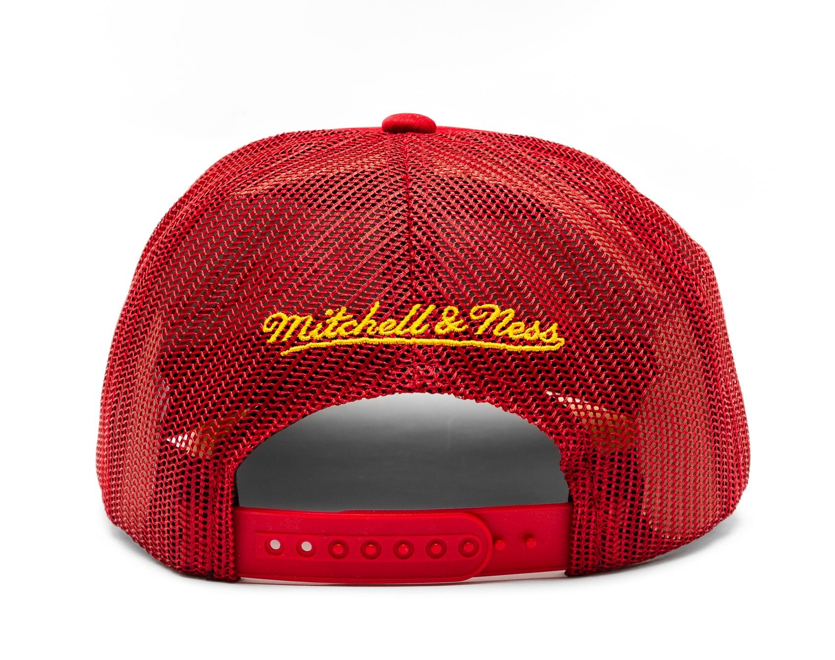 Mitchell & Ness Atlanta Hawks Red Billboard Trucker Snapback Hat, CURVED  HATS, CAPS