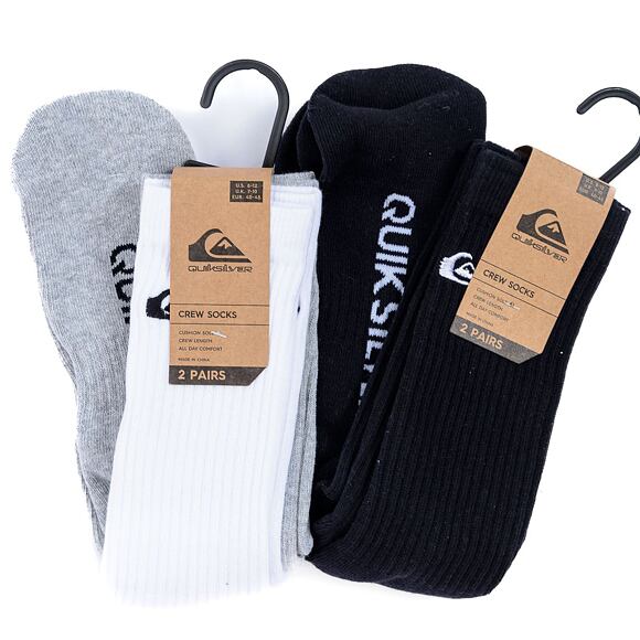 Balení dvou párů ponožek Quiksilver Basic Crew Socks White/Grey