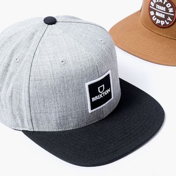 Kšiltovka Brixton Alpha Square MP Snapback Heather Grey / Black