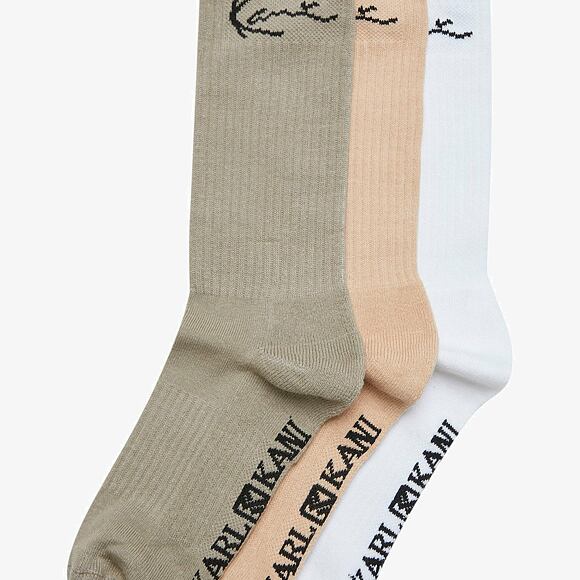 Ponožky Karl Kani KK Signature 3 Pack Socks dusty green/sand/white