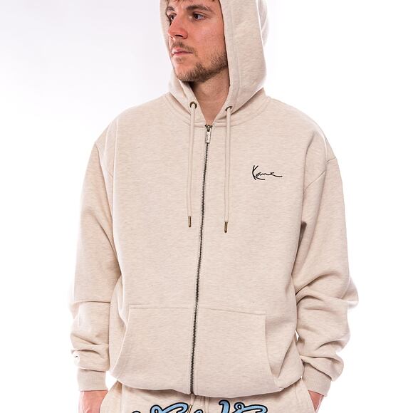 Mikina Karl Kani Chest Signature Os Full Zip Diner Hoodie vanilla melange