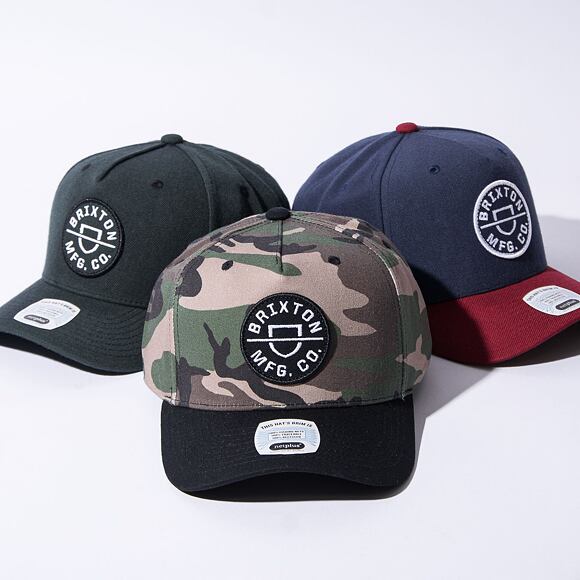 Kšiltovka Brixton Crest C MP Snapback Camo / Surplus / Black