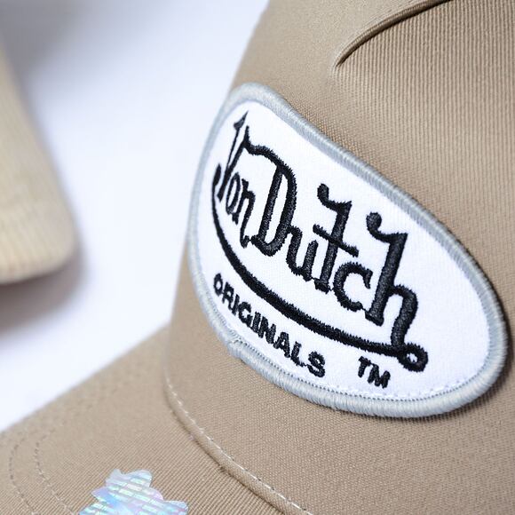 Kšiltovka Von Dutch Boston Trucker Cotton Twill Mocha/White