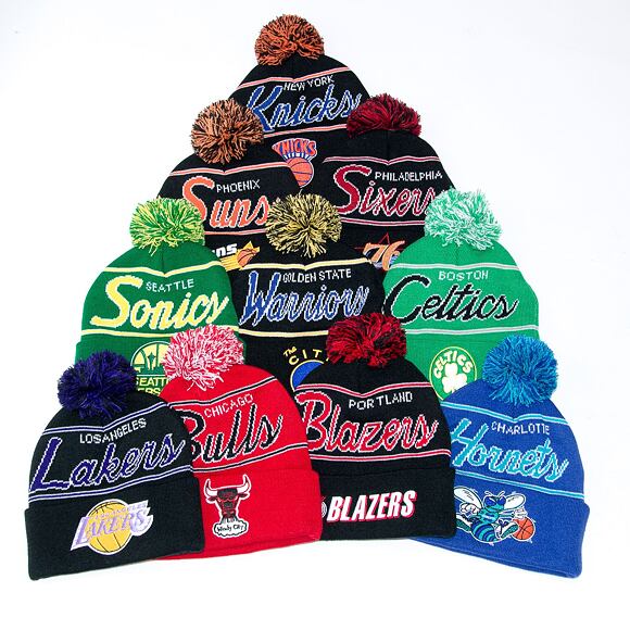 Mitchell & Ness SCRIPT POM BEANIE HWC Portland Trail Blazers Black