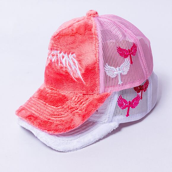 Kšiltovka Reflection Luxury Fuzzy Trucker - Coral Pink / White