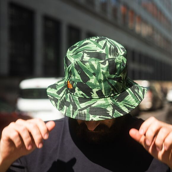 New Era Camo Tapered Bucket New Olive