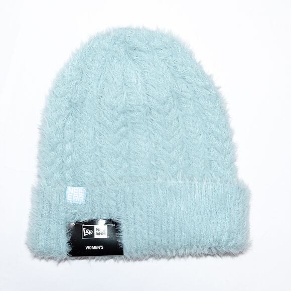 New Era Womens Fluffy Beanie Sky Blue/White