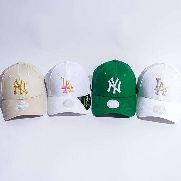 Dámská Kšiltovka New Era 9FORTY Womens Metallic Logo New York Yankees Stone / Gold