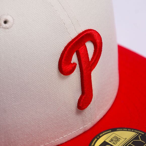 Kšiltovka New Era 59FIFTY MLB White Crown Philadelphia Phillies Cooperstown Off White / Red