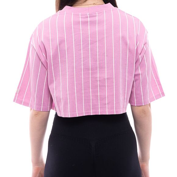 Dámské Triko New Era Pinstripe Crop Tee - Fondant Pink / Off White