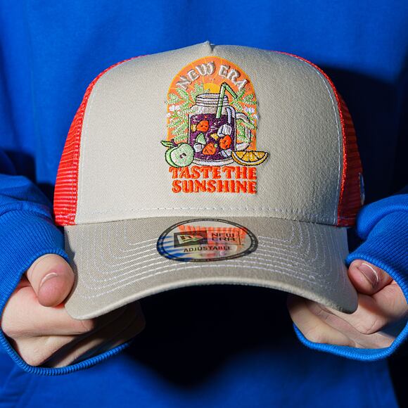 Kšiltovka New Era - Summer Patch 9FORTY Trucker - Stone / Orange