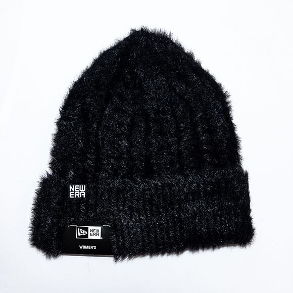 New Era Womens Fluffy Beanie Black/White