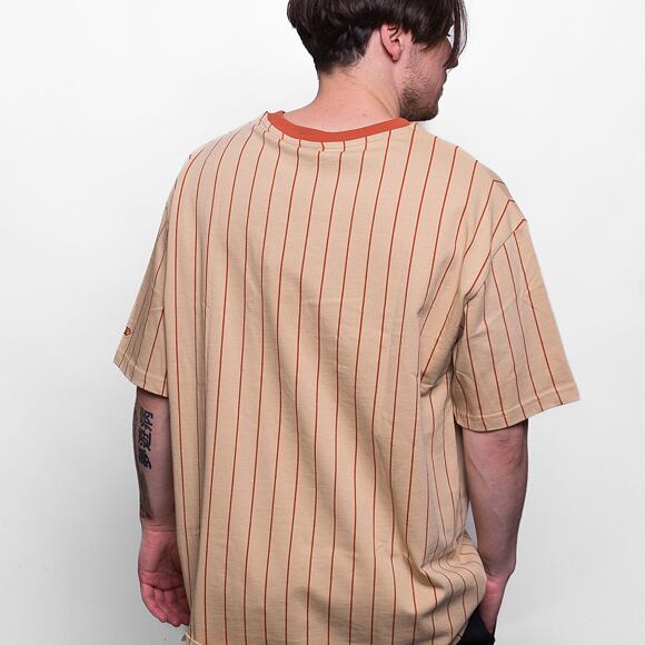 New Era Pinstripe Oversized Tee Oat Milk / Redwood T-Shirt