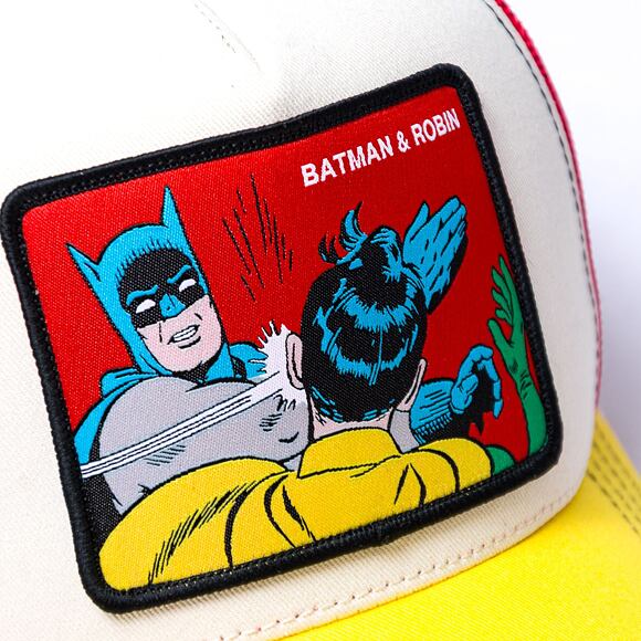 Kšiltovka Capslab DC Comics Trucker - Batman & Robin MEME - White / Red / Yellow