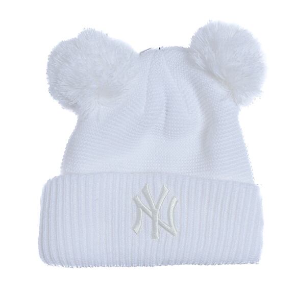 Dámský Kulich New Era - Knit Medium MLB Womens Double Pom Beanie - NY Yankees - White