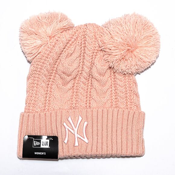 New Era MLB Womens Double Pom Cuff Beanie New York Yankees Blush Pink