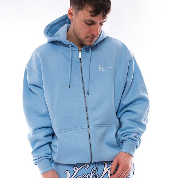 Mikina Karl Kani Chest Signature Os Full Zip Diner Hoodie light blue