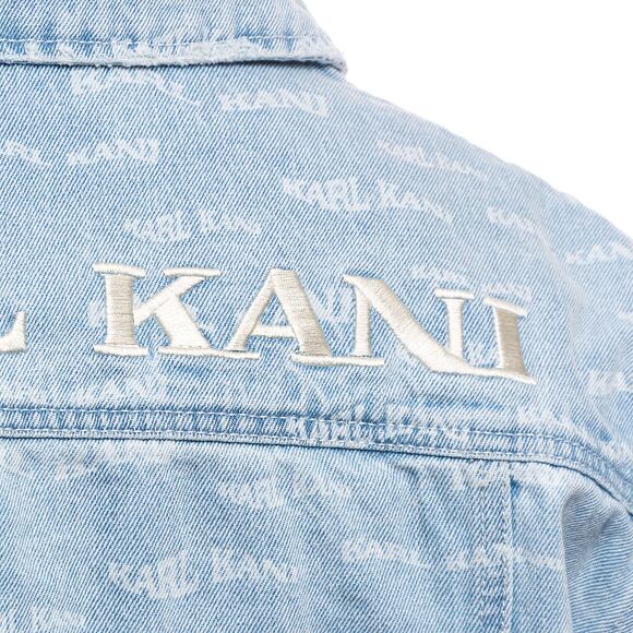 Bunda Karl Kani OG Denim Wavy Print Trucker Jacket bleached blue