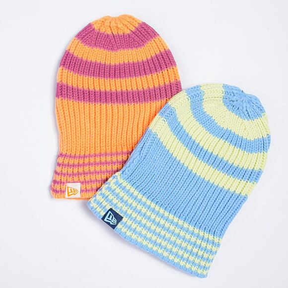 Kulich New Era - Medium Knit Stripe Beanie - Pastel Blue / Neon Yellow