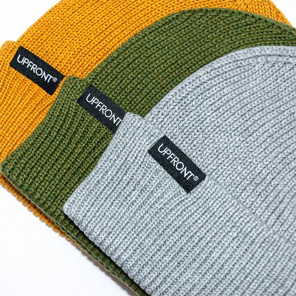 UPFRONT PATCH Rib Beanie Lt Grey Melange