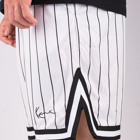 Karl Kani Small Signature Pinstripe Mesh Shorts white/black