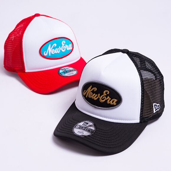 Dětská kšiltovka New Era 9FORTY Kids A-Frame Trucker Oval Black / White