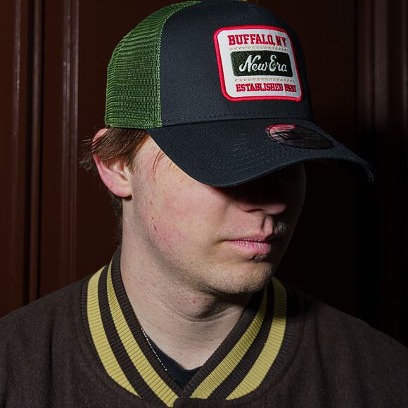 Kšiltovka New Era - Patch 9FORTY Trucker - Black / New Olive