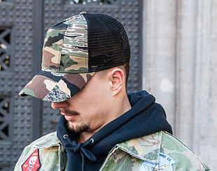 New Era Patchwork Camo Trucker 9FORTY Woodland Camo Snapback Cap