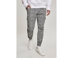 Urban Classics TB3138 AOP Glencheck Cargo Jog Pants White/Black