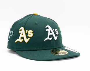 New Era 59FIFTY MLB All over Logo LP Low Profile Oakland Athletics Dark Green Cap
