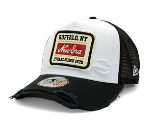 Kšiltovka New Era - Buffalo Patch Distress 9FORTY Trucker - White / Black