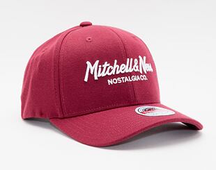 Mitchell & Ness Pinscript Redline Snapback Branded Burgundy / White Cap