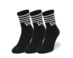 New Era Stripe Crew 3Pack Black Socks