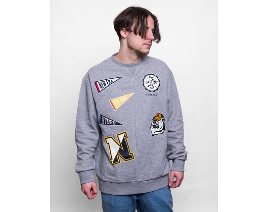 New Era Heritage Patch Oversized Crewneck Heather Gray / Off White Hoody