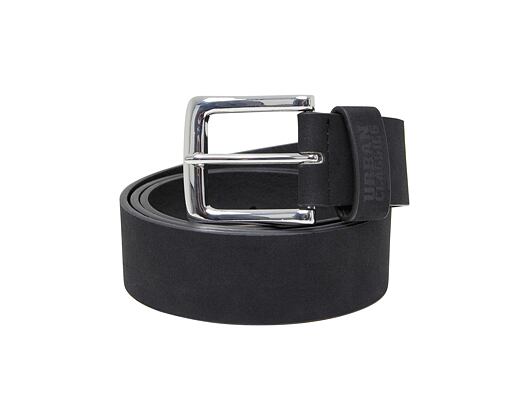 Pásek Urban Classics Suede Leather Imitation Belt - Black / Silver