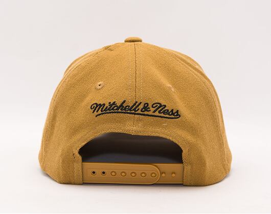 Mitchell & Ness Pinscript Redline Snapback Branded Tan Cap