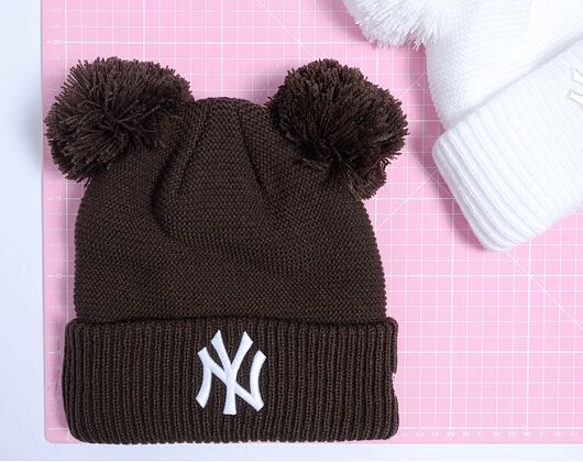 Dámský Kulich New Era - Knit Medium MLB Womens Double Pom Beanie - NY Yankees - Dark Brown / White