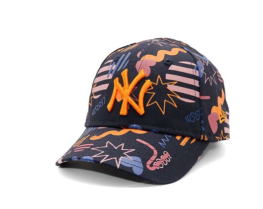 Dětská Kšiltovka New Era - MLB Kids Print 9FORTY - NY Yankees - Navy / Papaya Orange