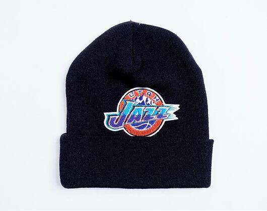 Mitchell & Ness Utah Jazz Chenille Logo Cuff Knit Black Winter Beanie