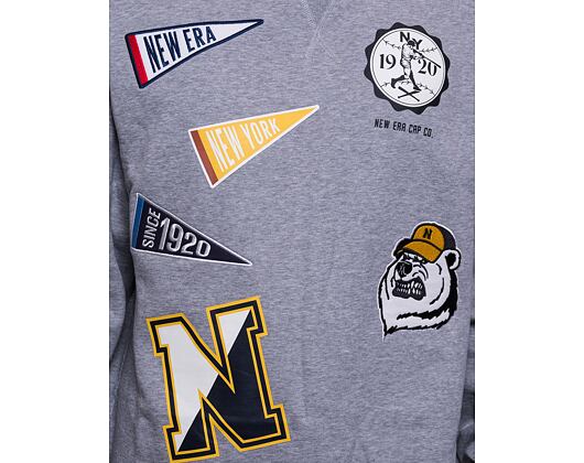 New Era Heritage Patch Oversized Crewneck Heather Gray / Off White Hoody