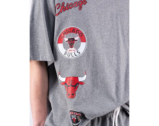 Triko Mitchell & Ness NBA M&N CITY COLLECTION S/S TEE BULLS Grey Heather