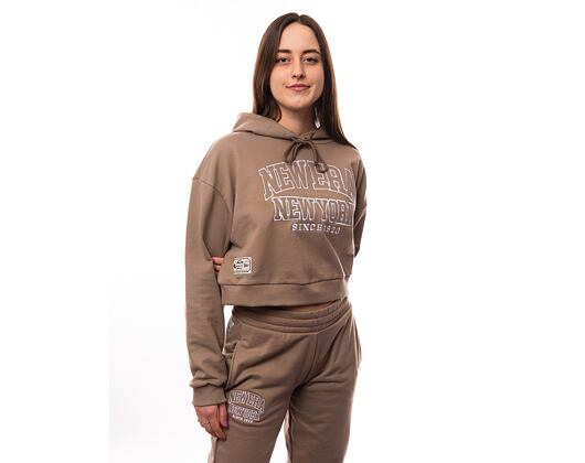 Dámská mikina New Era Arch Wordmark Crop Hoody Ash Brown / White