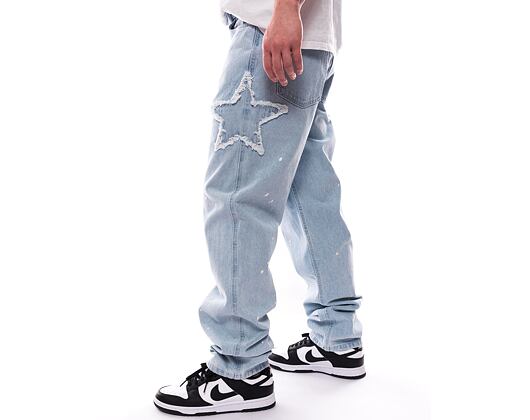 Džíny Karl Kani OG Baggy Five Pocket Paintsplatter Denim Bleached blue/white