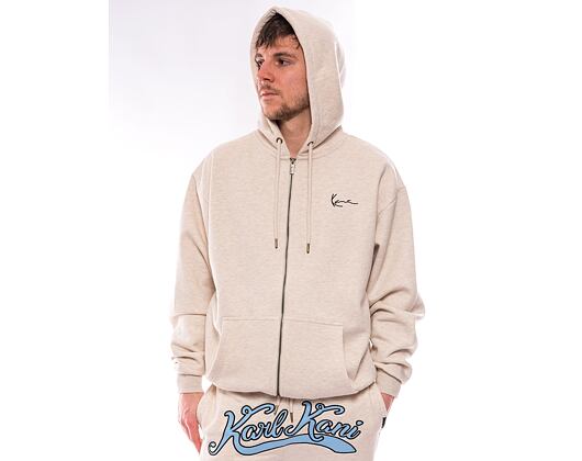 Mikina Karl Kani Chest Signature Os Full Zip Diner Hoodie vanilla melange