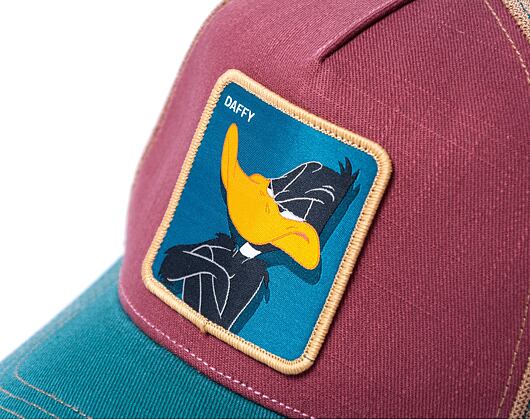 Kšiltovka Capslab Looney Tunes Trucker - Suspicious Daffy Duck - Burgundy / Brown / Green