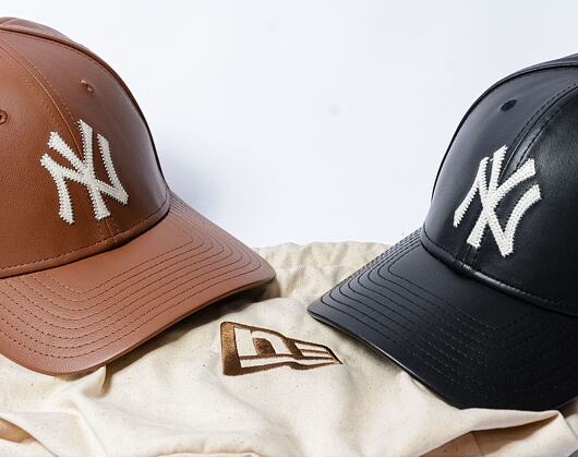 Kšiltovka New Era - 9FORTY Leather - NY Yankees - Black / Off White