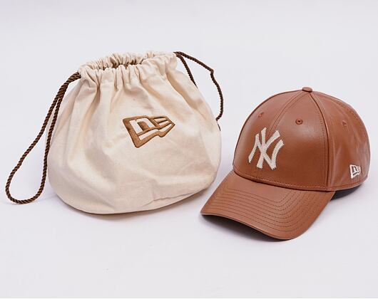 Kšiltovka New Era - MLB Image Drop - Leather 9FORTY - NY Yankees - Brown / White