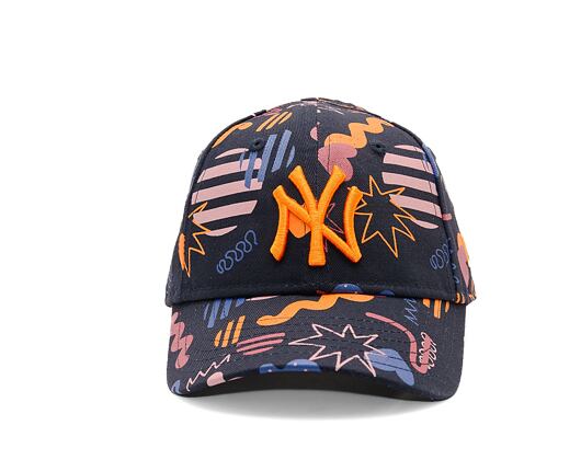 Dětská Kšiltovka New Era - MLB Kids Print 9FORTY - NY Yankees - Navy / Papaya Orange