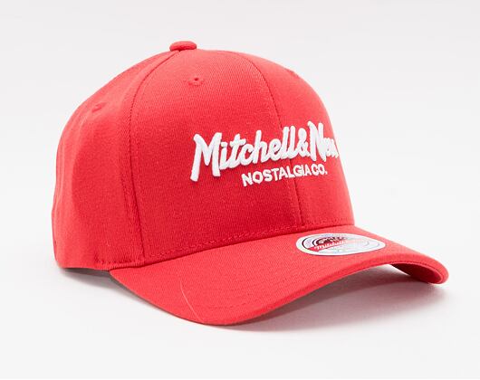 Mitchell & Ness Pinscript Redline Snapback Branded Scarlet / White Cap