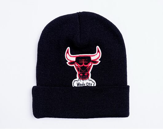 Mitchell & Ness Chicago Bulls Chenille Logo Cuff Knit Black Winter Beanie